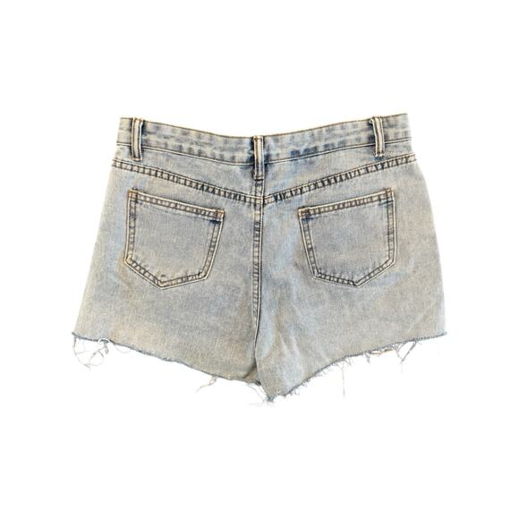 Blue B Rhinestone Fringe Distressed Denim Jean Shorts Women’s Size Large - Picture 6 of 10
